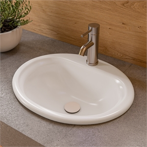 Pemberly Row White 21&quot Oval Drop In Ceramic Sink with Faucet Hole