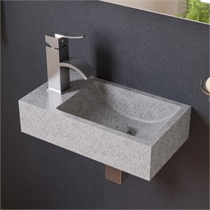 Pemberly Row 16&quot Small Rectangular Concrete Gray Wall Mounted Bathroom Sink