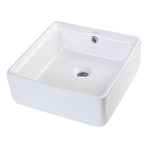 Pemberly Row 15&quot Square Ceramic Above Mount Bathroom Vessel Sink