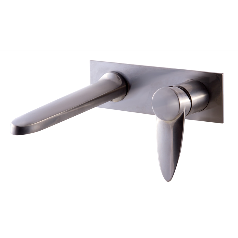 Pemberly Row Brushed Nickel Wall Mounted Modern Bathroom Faucet