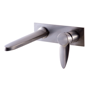 Pemberly Row Brushed Nickel Wall Mounted Modern Bathroom Faucet