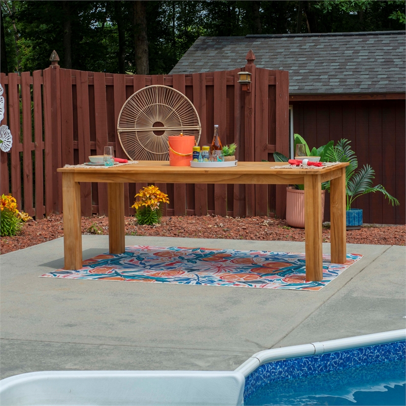 Pemberly Row Teak Outdoor Dining Table 80