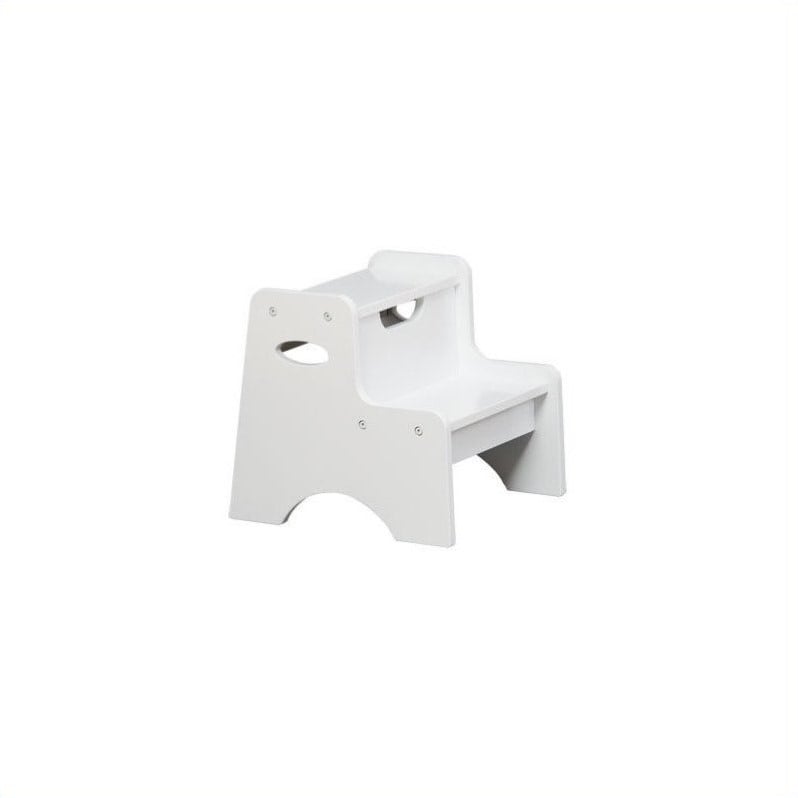 Pemberly Row Contemporary Wood Two Step Stool for Kids in White