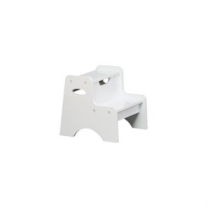 Pemberly Row Contemporary Wood Two Step Stool for Kids in White