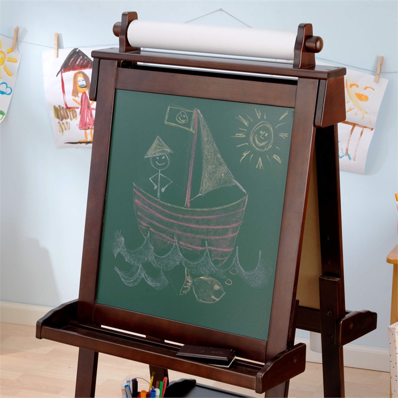 Pemberly Row Contemporary Delux Wooden Easel in Espresso Finish