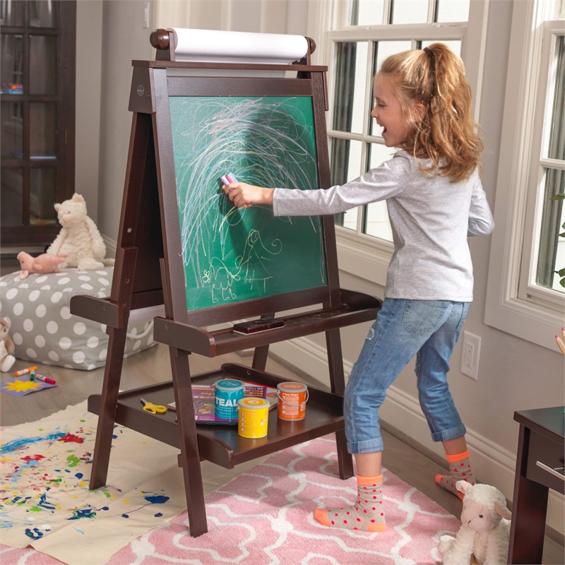 Pemberly Row Contemporary Delux Wooden Easel in Espresso Finish