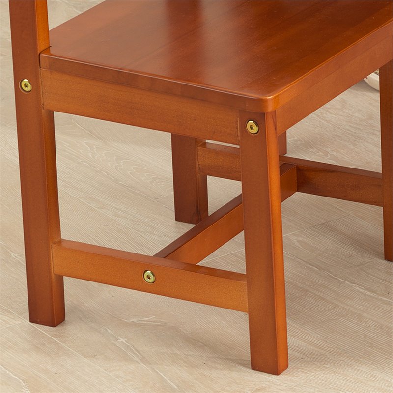 Pemberly Row Modern 5 Piece Solid Wood Table and Chair Set in Pecan
