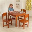 Pemberly Row Modern 5 Piece Solid Wood Table and Chair Set in Pecan