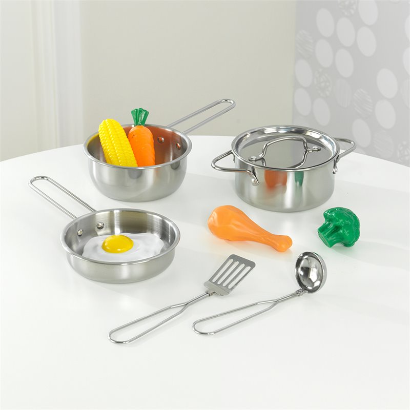 Pemberly Row Plastic Made 11 Piece Deluxe Cookware Set in Silver