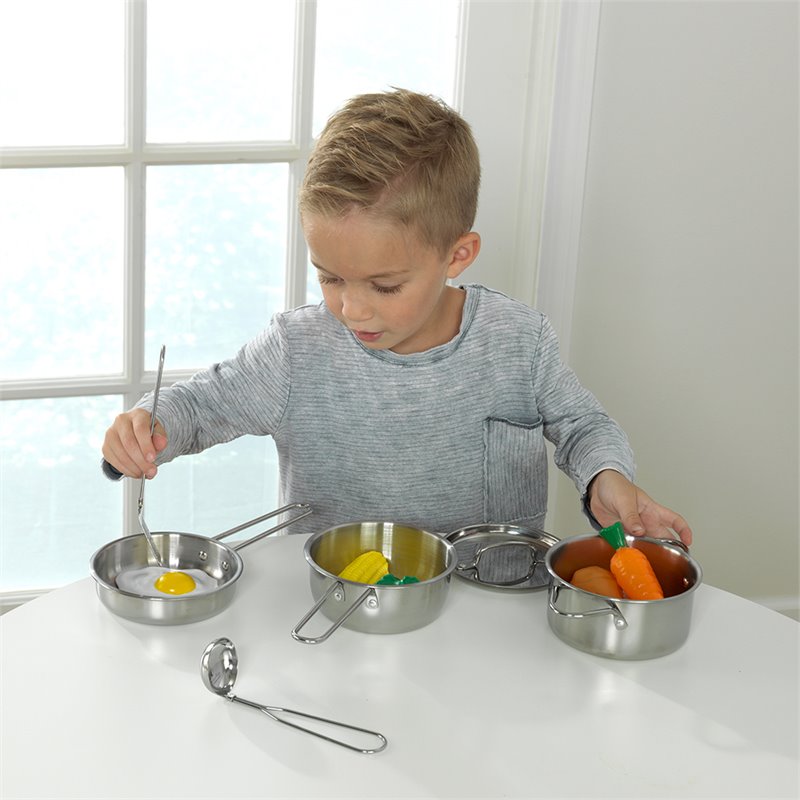 Pemberly Row Plastic Made 11 Piece Deluxe Cookware Set in Silver