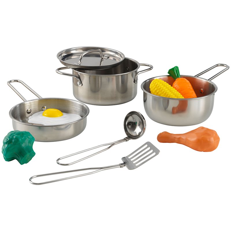 Pemberly Row Plastic Made 11 Piece Deluxe Cookware Set in Silver