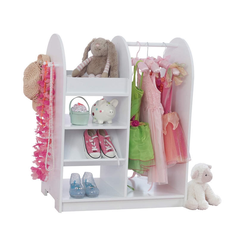 Pemberly Row Contemporary Wood Dress Up Station in Pink Finish