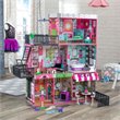 Pemberly Row Contemporary Wood Loft Dollhouse in Pink and Green