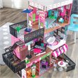 Pemberly Row Contemporary Wood Loft Dollhouse in Pink and Green