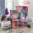 Pemberly Row Contemporary Wood Loft Dollhouse in Pink and Green