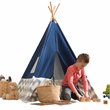 Pemberly Row Deluxe Canvas Fabric Bamboo Play Teepee Tent in Navy