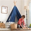 Pemberly Row Deluxe Canvas Fabric Bamboo Play Teepee Tent in Navy