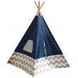 Pemberly Row Deluxe Canvas Fabric Bamboo Play Teepee Tent in Navy
