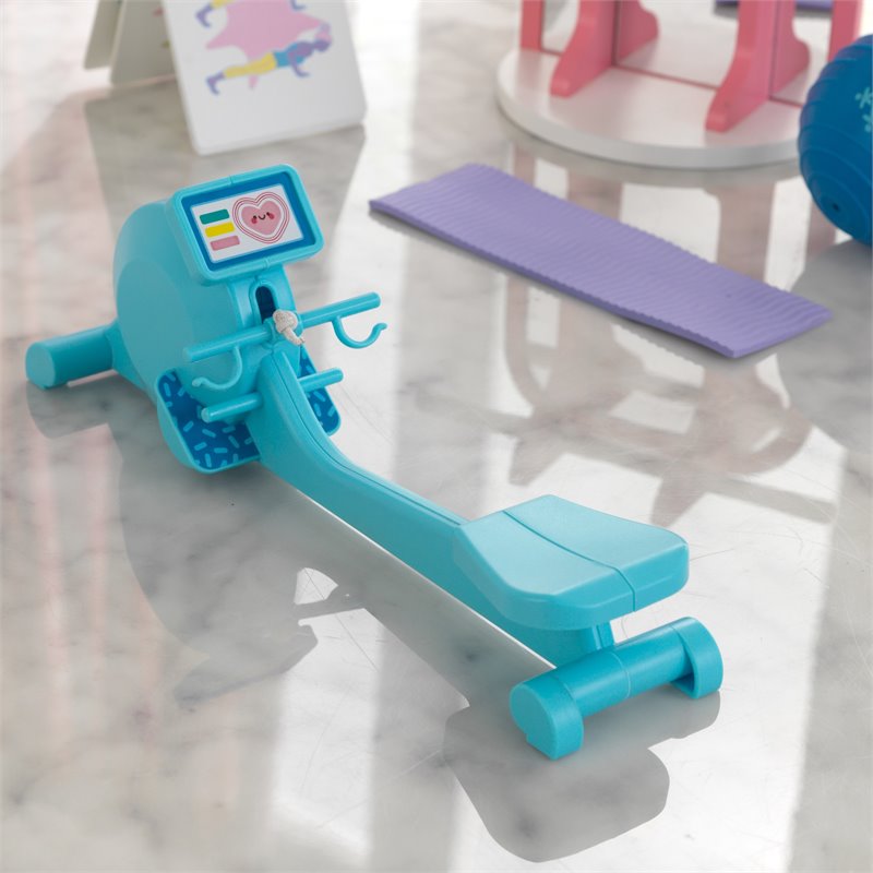 Pemberly Row 8 Piece Wooden Plastic Home Gym Dollhouse Accessory Pack