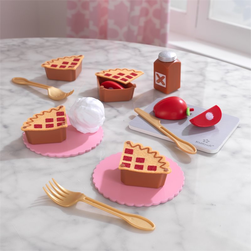 Pemberly Row Plastic Made 20 Piece Wooden Plastic Apple Pie Play Set