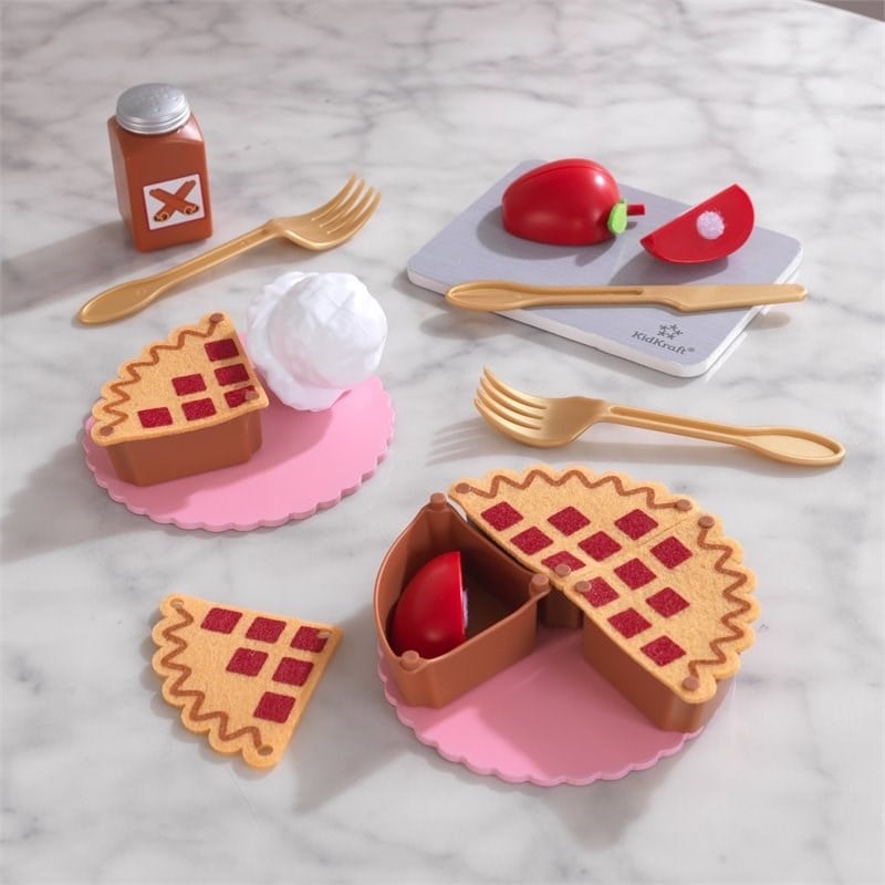 Pemberly Row Plastic Made 20 Piece Wooden Plastic Apple Pie Play Set
