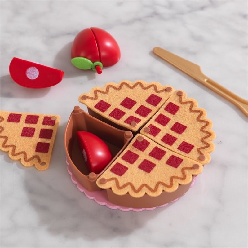Pemberly Row Plastic Made 20 Piece Wooden Plastic Apple Pie Play Set