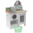 Pemberly Row Whisk & Wash Wooden Plastic Play Kitchen and Laundry in White