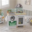 Pemberly Row Whisk & Wash Wooden Plastic Play Kitchen and Laundry in White