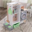 Pemberly Row 2 in 1 Wooden Plastic Play Kitchen and Laundry in Gray and White