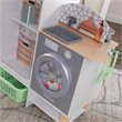 Pemberly Row 2 in 1 Wooden Plastic Play Kitchen and Laundry in Gray and White