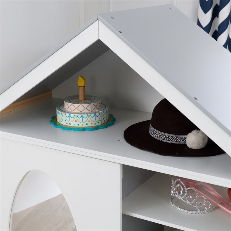 Pemberly Row 2 Piece Dress Up Wooden Armoire and Vanity in White and Gray