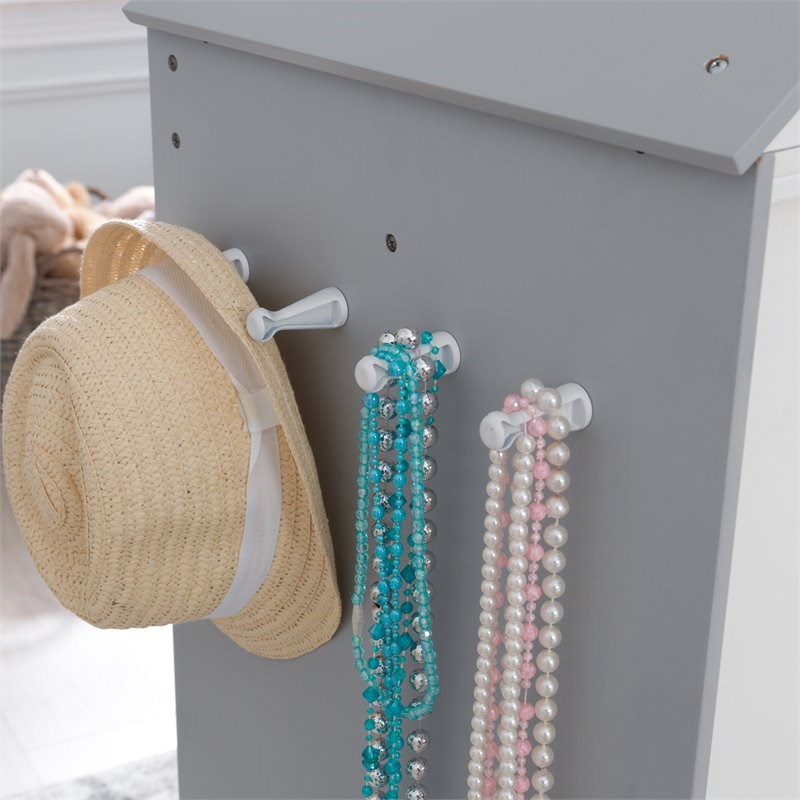 Pemberly Row 2 Piece Dress Up Wooden Armoire and Vanity in White and Gray