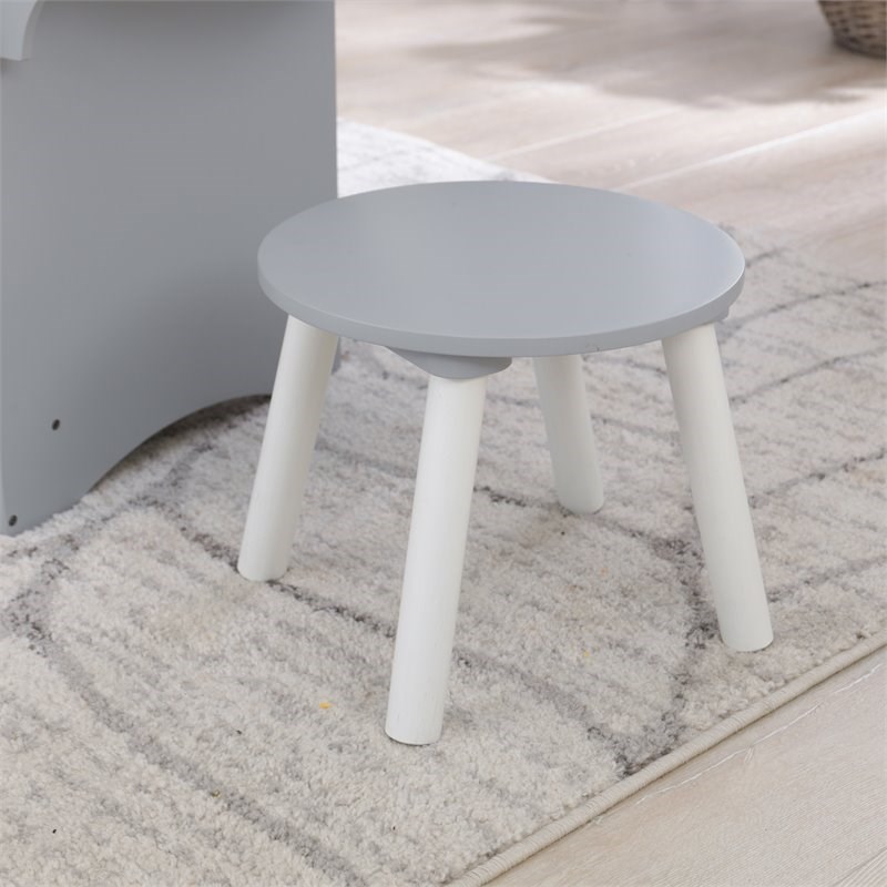 Pemberly Row 2 Piece Dress Up Wooden Armoire and Vanity in White and Gray