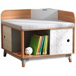 Pemberly Row Mid-Century Wooden Corner Reading Nook with Quilted Cushion