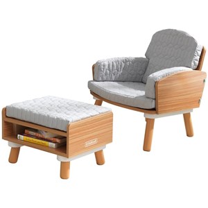 Pemberly Row 2 Piece Fabric Cushioned Reading Chair and Ottoman