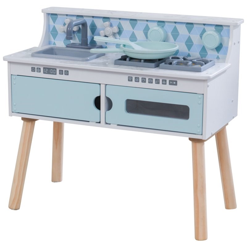 Pemberly Row Play & Put Away Wooden Plastic Play Kitchen in White