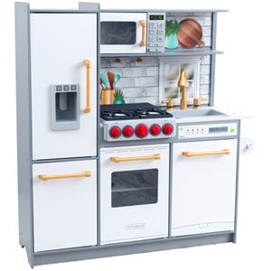 Pemberly Row Uptown Elite Wooden Plastic Play Kitchen with Easy Assembly