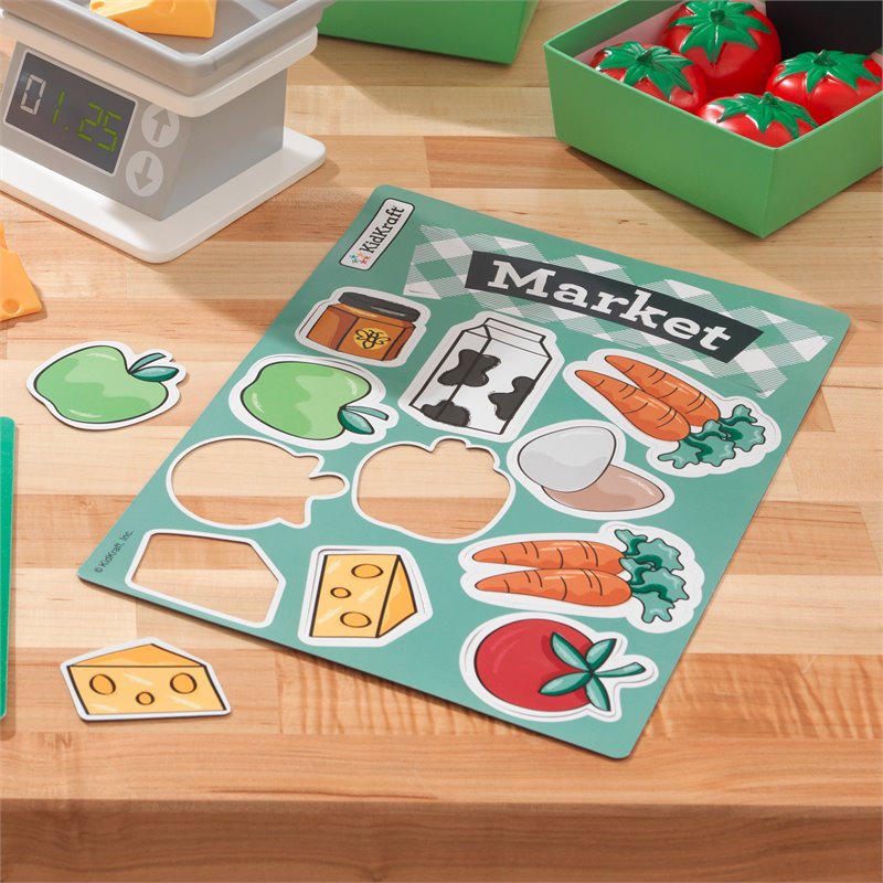 Pemberly Row 34 Piece Wooden Plastic Farmer's Market Play Pack
