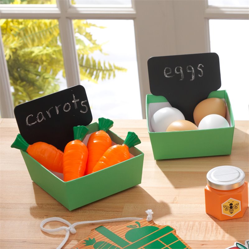 Pemberly Row 34 Piece Wooden Plastic Farmer's Market Play Pack
