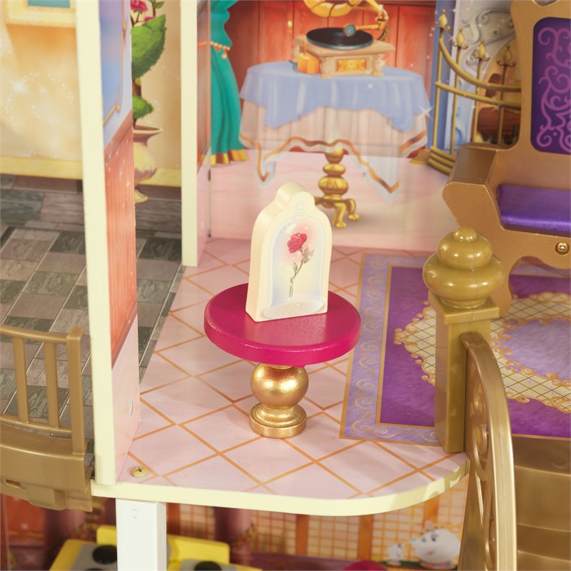 Pemberly Row Modern Wood 13 Piece Princess Belle Enchanted Dollhouse