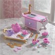 Pemberly Row Plastic Made 22 Piece Wooden Plastic Tea Time Play Set