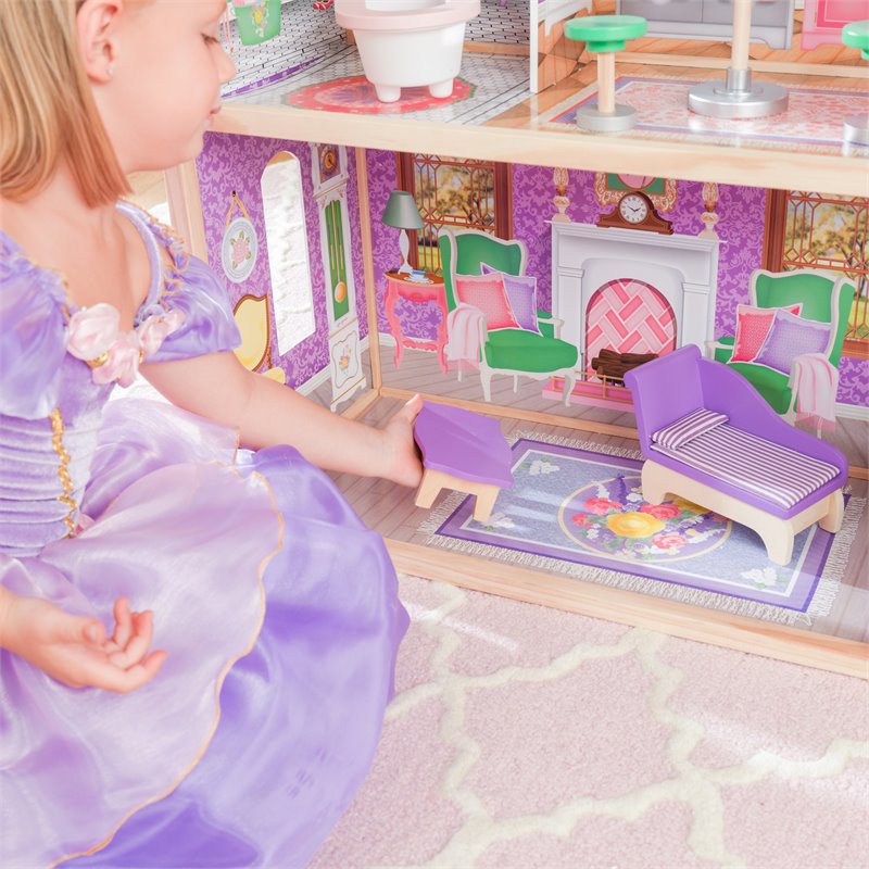 Pemberly Row Contemporary Wood 10 Piece Spacious Dreamy Dollhouse