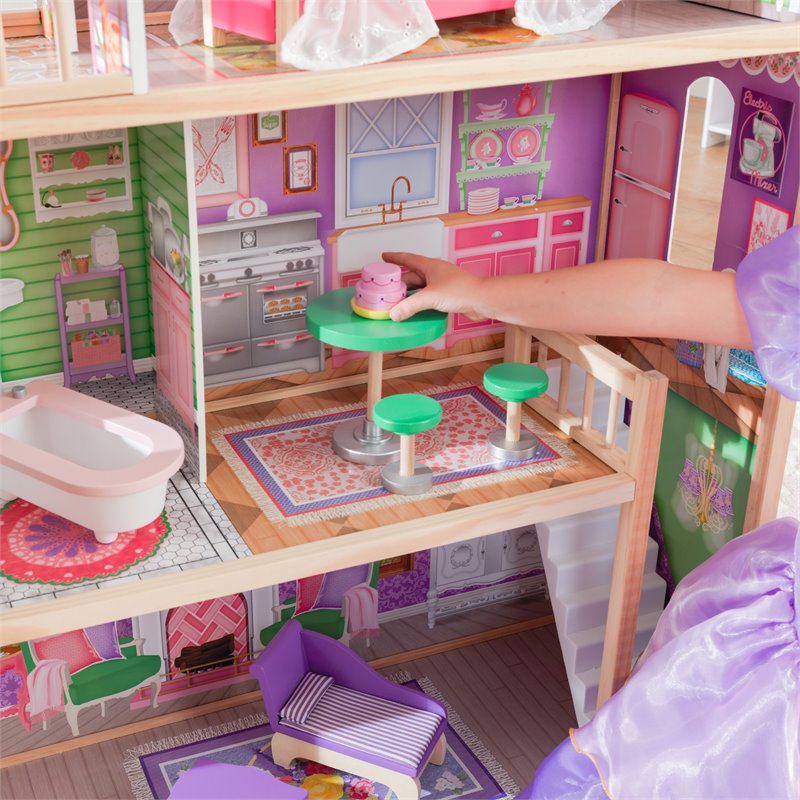 Pemberly Row Contemporary Wood 10 Piece Spacious Dreamy Dollhouse