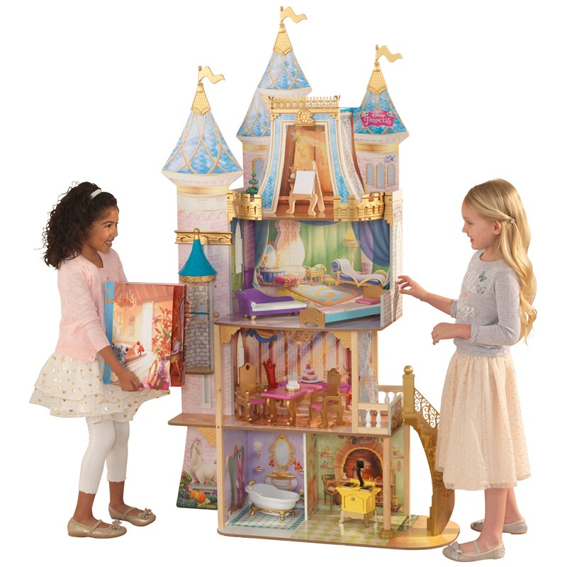 Pemberly Row Modern Wood 10 Piece Princess Royal Celebration Dollhouse