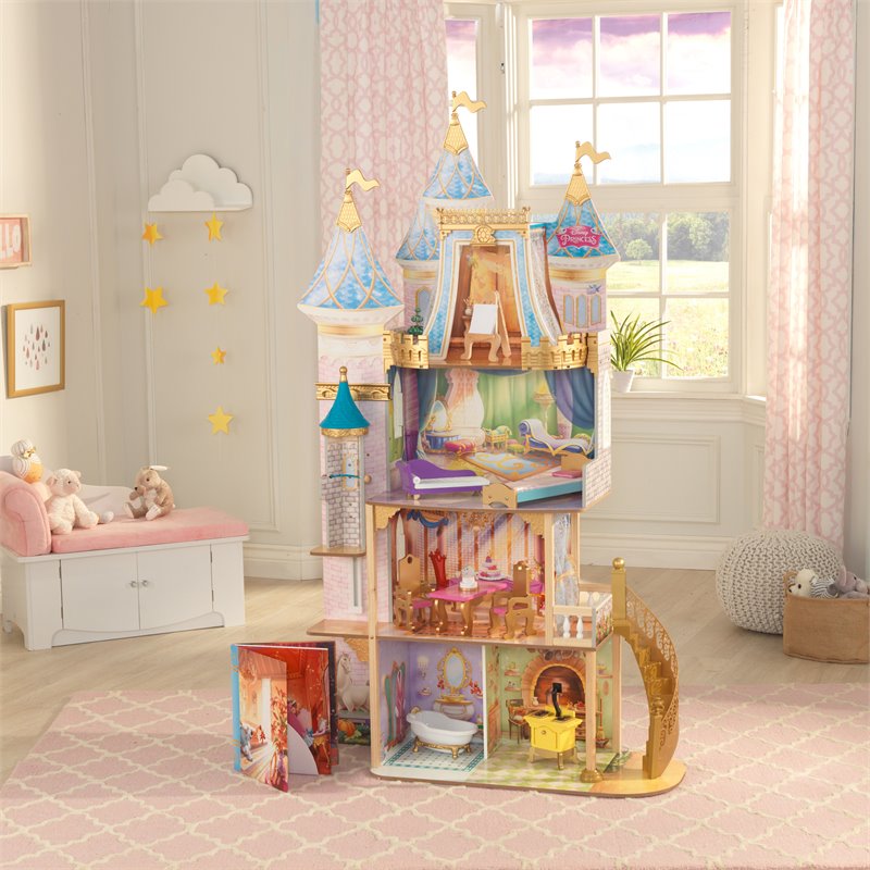Pemberly Row Modern Wood 10 Piece Princess Royal Celebration Dollhouse