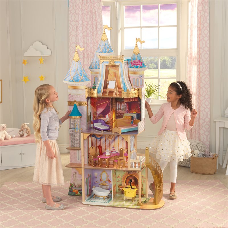 Pemberly Row Modern Wood 10 Piece Princess Royal Celebration Dollhouse