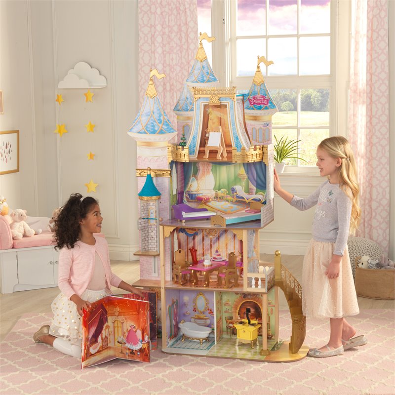 Pemberly Row Modern Wood 10 Piece Princess Royal Celebration Dollhouse