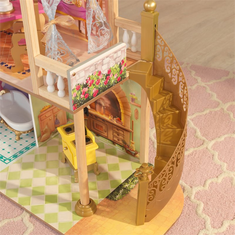 Pemberly Row Modern Wood 10 Piece Princess Royal Celebration Dollhouse