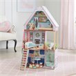 Pemberly Row 23 Piece Wooden Plastic Dollhouse with Easy Assembly