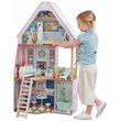 Pemberly Row 23 Piece Wooden Plastic Dollhouse with Easy Assembly